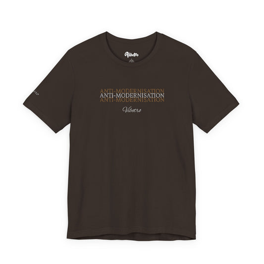 ANTI-MODERNISATINO EMBROIDERED TEE - BROWN