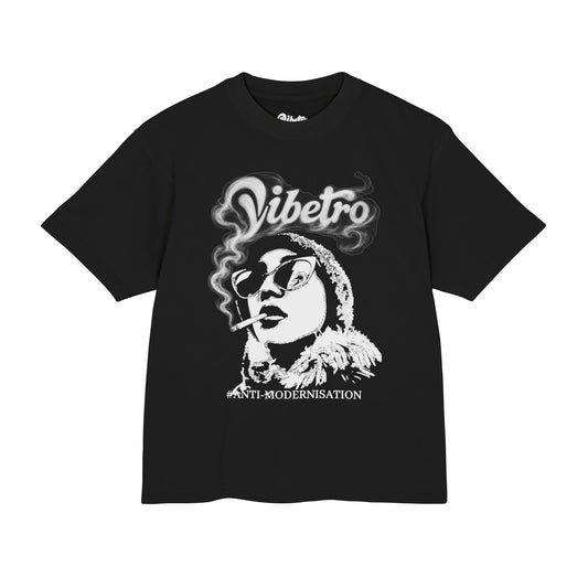 SMOKE #ANTI-MODERNISATION BOXY TEE - BLACK