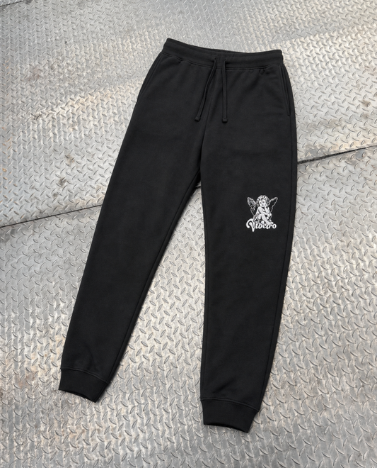 EMBROIDERED GUARDIAN ANGEL © JOGGERS - BLACK