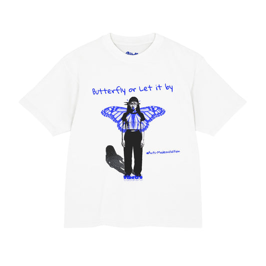 BUTTERFLY OR LET IT BY BOXY TEE - WHITE