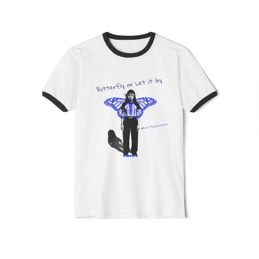 BUTTERFLY OR LET IT BY RINGER TEE - WHITE