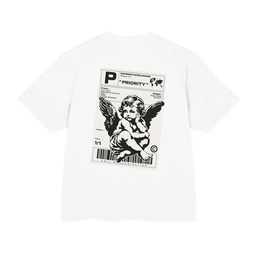 ANGEL SHIPMENT LABEL BOXY TEE - WHITE