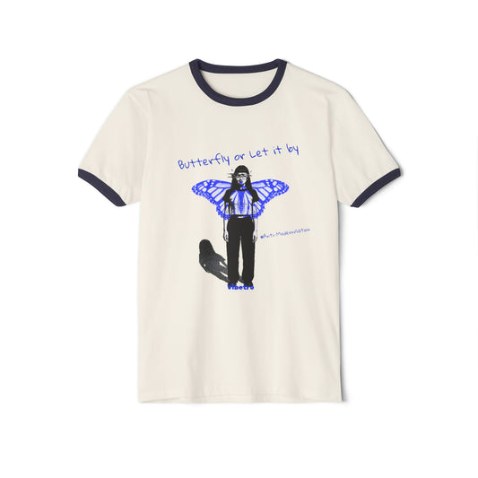 BUTTERFLY OR LET IT BY RINGER TEE - NEUTRAL