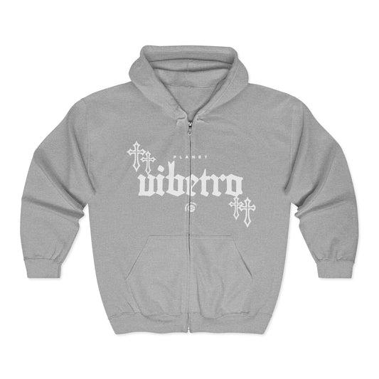 PLANET VIBETRO CROSS HOODIE - GREY