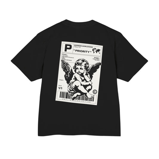 ANGEL SHIPMENT LABEL BOXY TEE - BLACK